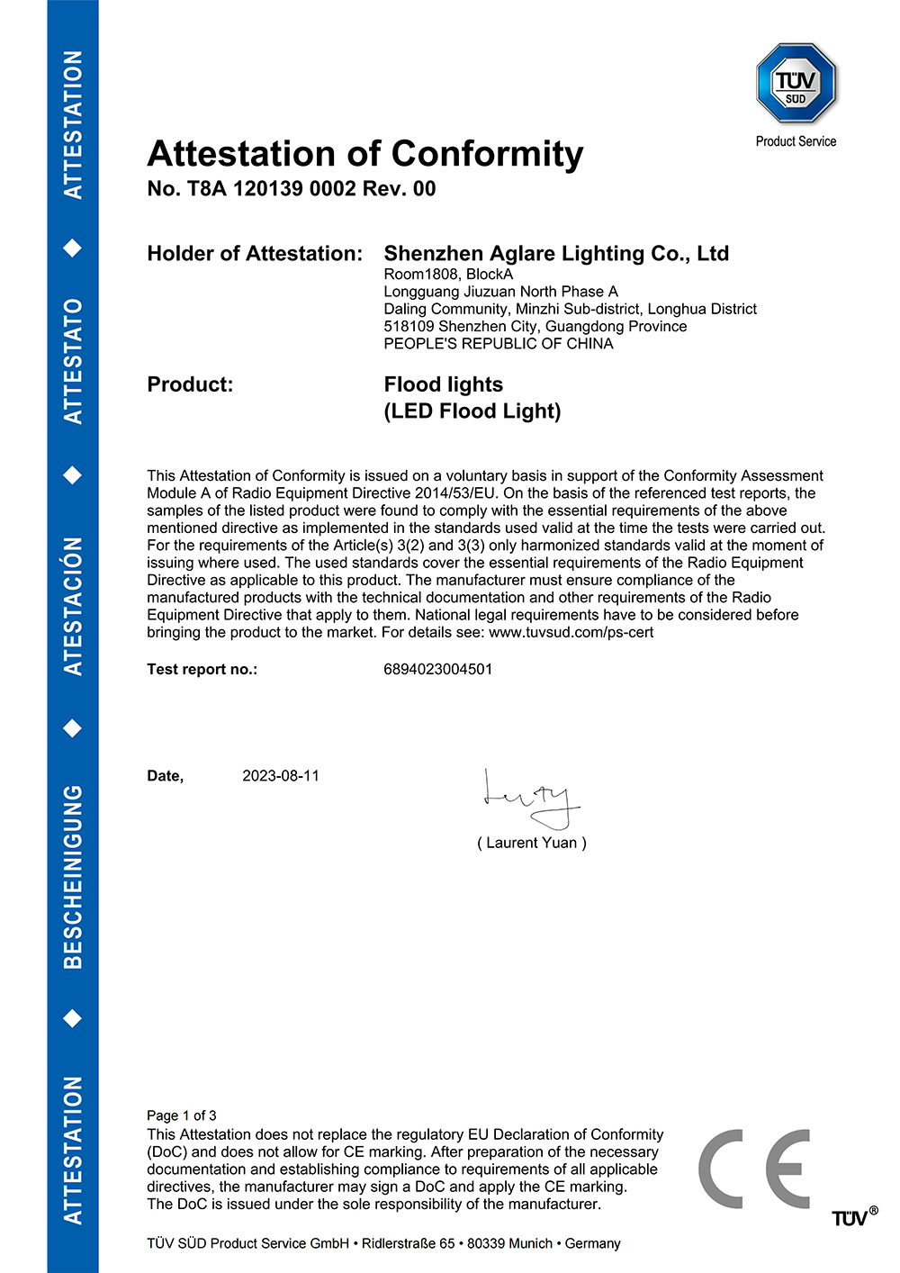 RGB LED Ͷ��� TUV CE-EMC